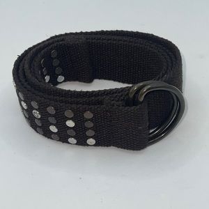 Brown studded belt size 14 cavnas brown D ring belt boho indie limited edition